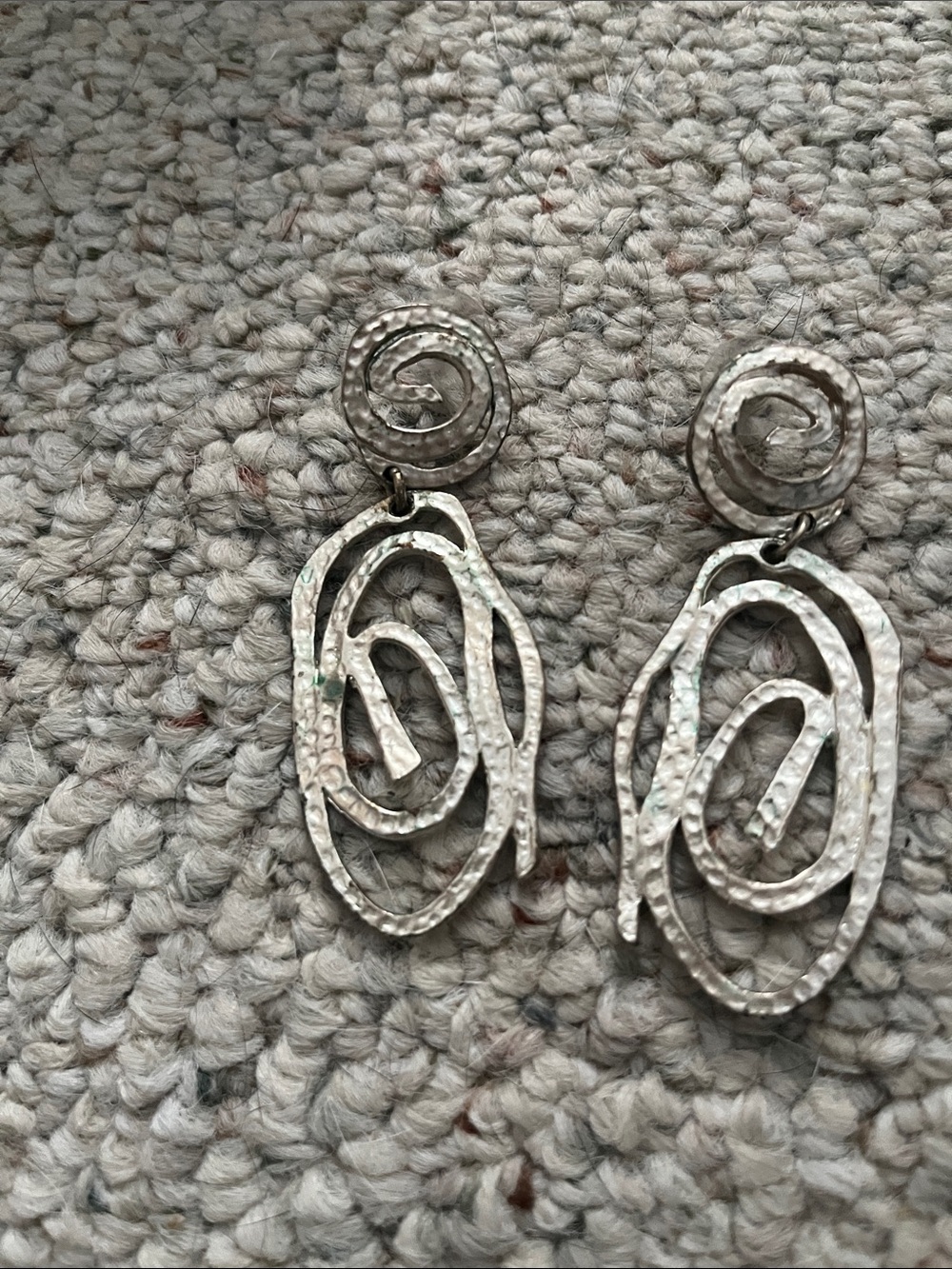 Silver Textured Swirl Drop Earrings - Women Jewelry Earrings
